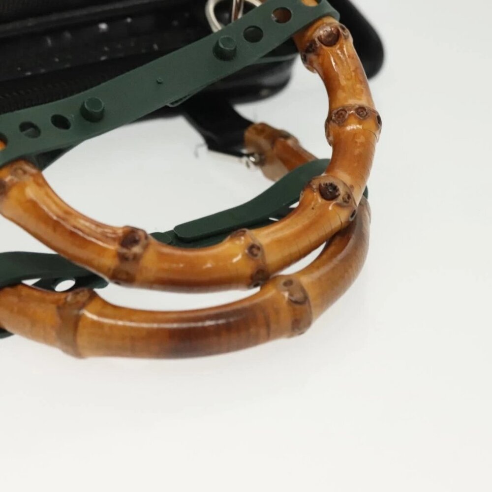 GUCCI Bamboo Hand Bag Nylon 2way Black Silver 007 2040 0275 Auth 141697 - Picture 8 of 16